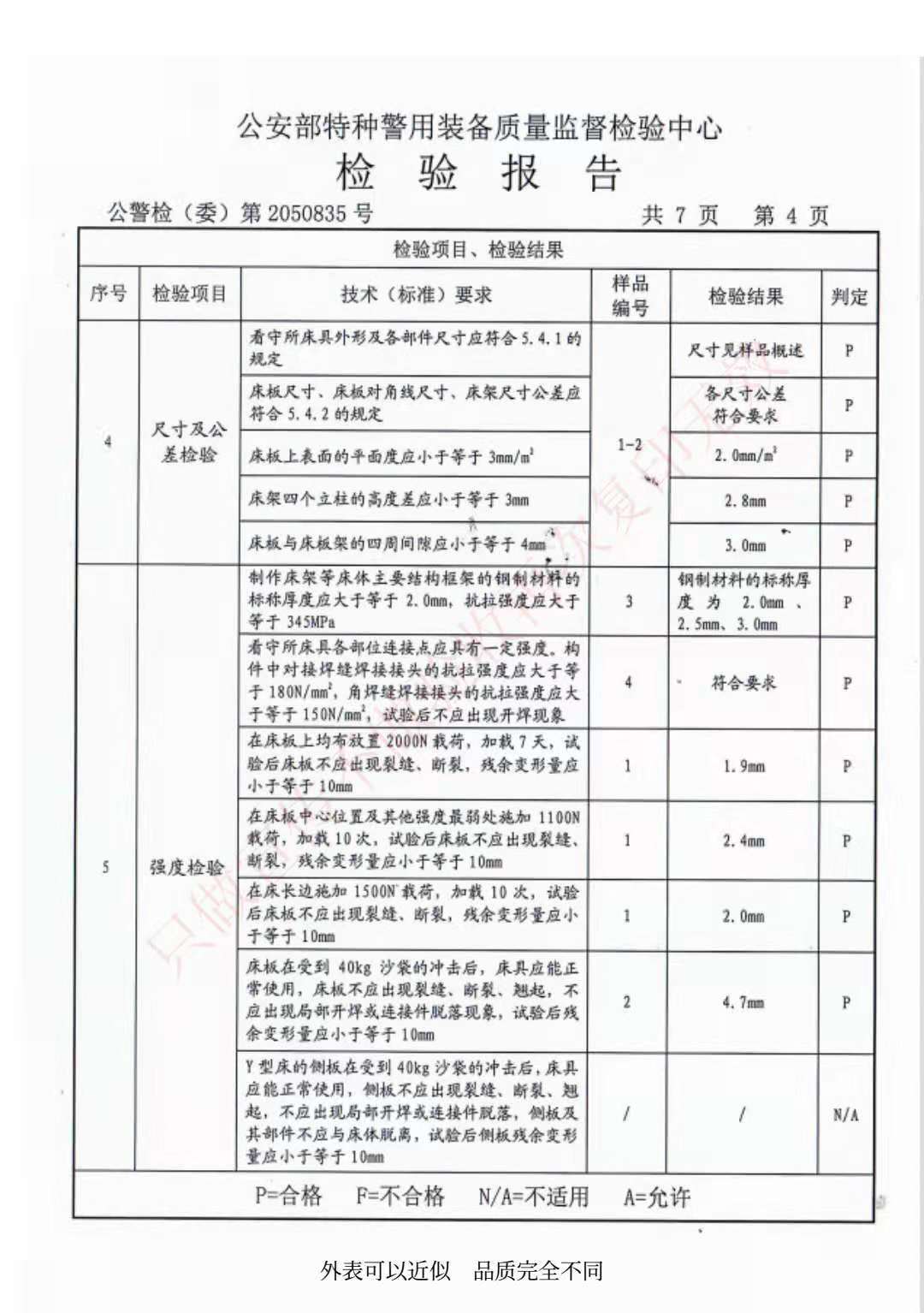 看守所床具检验报告